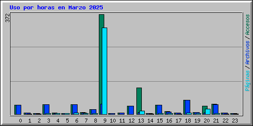 Uso por horas en Marzo 2025