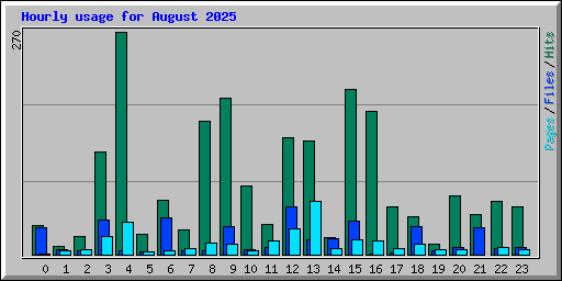 Hourly usage for August 2025