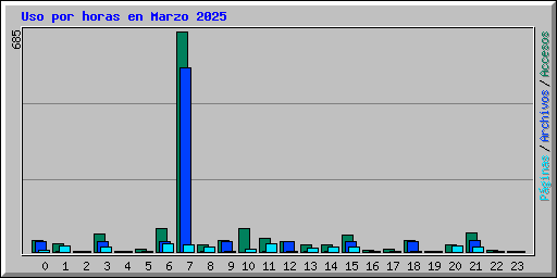 Uso por horas en Marzo 2025