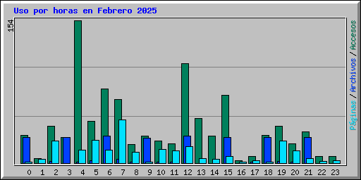 Uso por horas en Febrero 2025