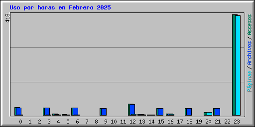 Uso por horas en Febrero 2025